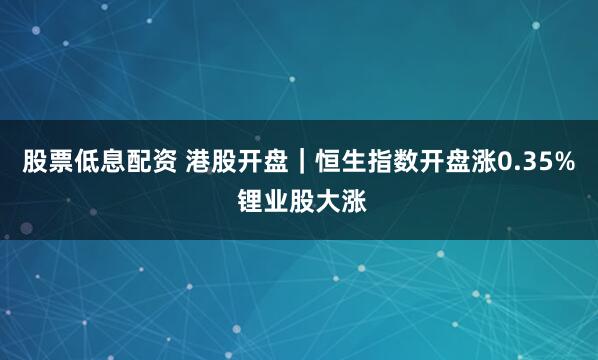 股票低息配资 港股开盘｜恒生指数开盘涨0.35% 锂业股大涨
